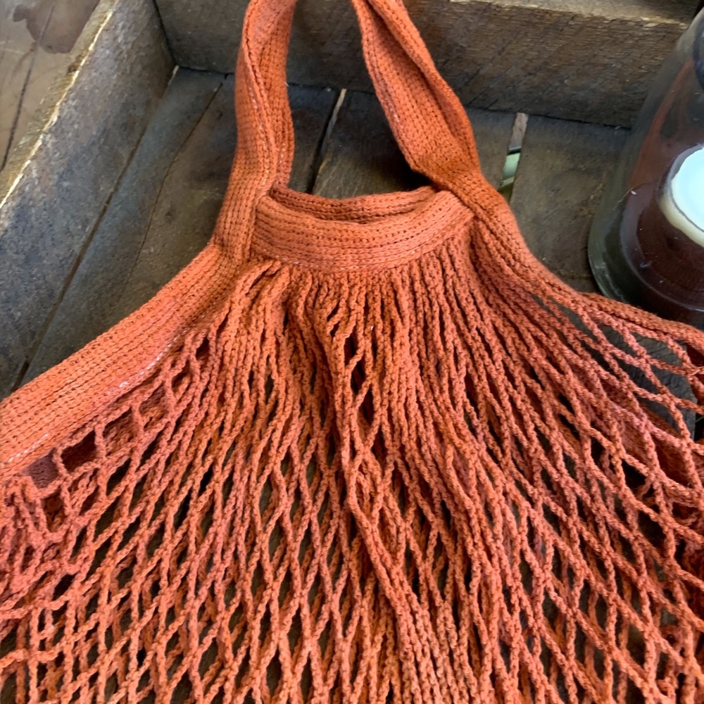 ✨HAND DYED FRENCH MKT STRING NET BAG SHORT HANDLE - Picture 6 of 7